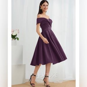 JJ’s House Off Shoulder Satin Cocktail Dress